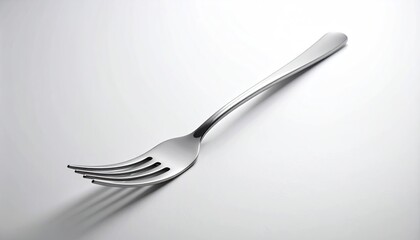 Silver Fork on White Background