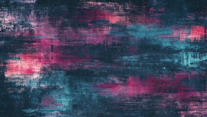Fototapeta premium Abstract, textured artwork using brushstrokes in shades of pink, blue, and navy
