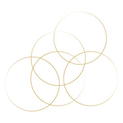 Gold abstract flowing lines creating overlapping circles. Vector illustration
