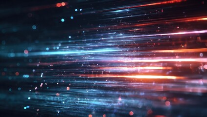 Abstract digital depiction, dynamic light trails, streaks, and bokeh, representing speed and energy