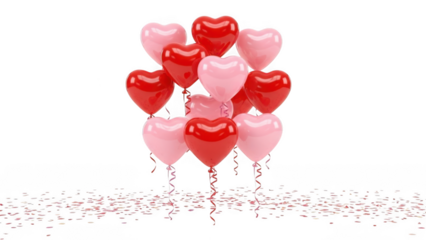 Heart shaped balloons cluster isolated on transparent background