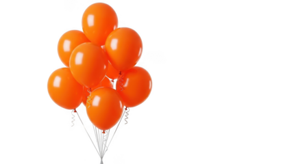 Bunch of orange balloons isolated on transparent background