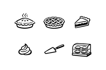 Retro bakery icons: pies, pastry, and baking tools collection