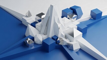 White Geometric Mountain Background