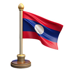 Laos flag on a wooden stand isolated on transparent background