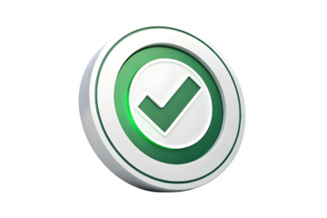 3d render of a green checkmark symbol icon for verification or confirmation isolated on transparent background