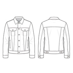 Classic denim jacket line art design Vector