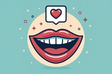 Obraz premium Happy Smile With Heart Emoji in a Simple Graphic Design