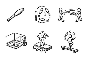 Juggling performance and training in hand-drawn style