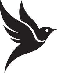 Obraz premium Black Silhouette of a Bird in Flight with White Wing Details