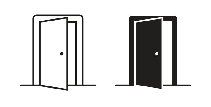 Entrance door icons. Outline icons vector collection. flat illustrations