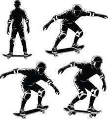 Dynamic skateboarder silhouettes in action Vector © Masud Crafts