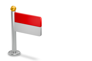 Indonesia national flag tabletop pin isolated on white