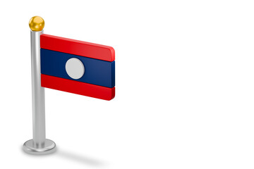 Laos flag miniature on a pole, showing nation symbol
