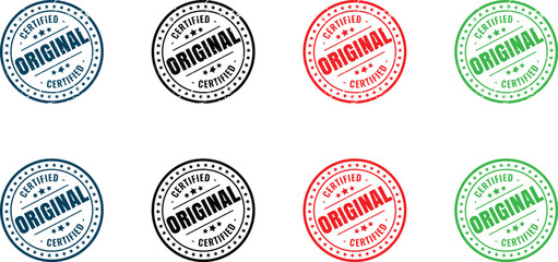 Original Stamp Badge Set in Blue Black Red and Green &ndash; Authentic Labels