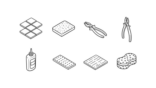Essential tiling tools and materials in linear design for home improvement projects