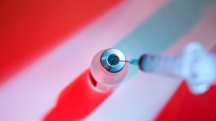 Close up of Single use Syringe in Vial