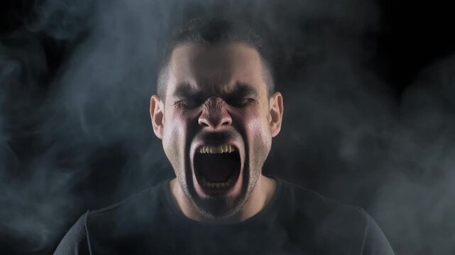 Screaming Demon Smoke Face - Horror Skull Mist VFX Overlay