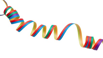 Colorful curling ribbon isolated, spiraling in an elegant shape, a fun and festive decoration