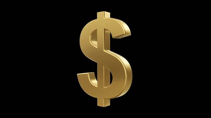 Rotating Gold Dollar Sign - 3D Currency Finance Overlay