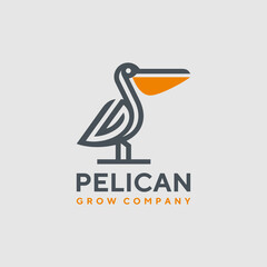Pelican Bird Logo With Initial letter G Design Template Inspiration Stock Vector