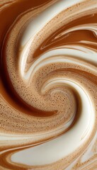 Artistic Macro Close-Up of Soup Surface with Cream Swirl Patterns
