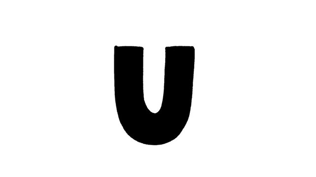 Animated big letter U black & white
