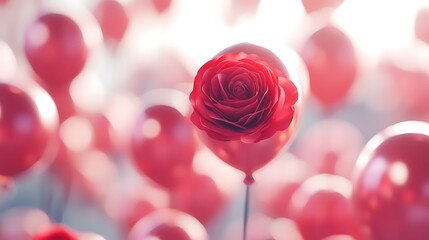 Red rose love balloons celebration valentine romantic flowers