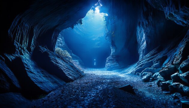 Mysterious Dark Cave Blue