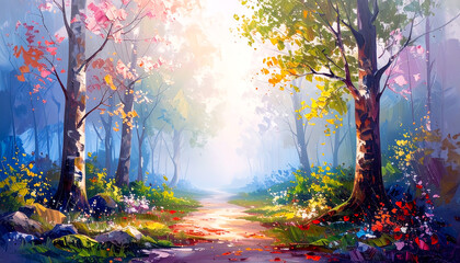 green forest in the morning