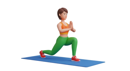 Woman Doing Lunge Exercise on Yoga Mat