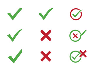 A set of checkmark and cross icons representing validation, approval, and rejection