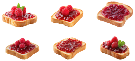 Raspberry jam sandwich set isolated.