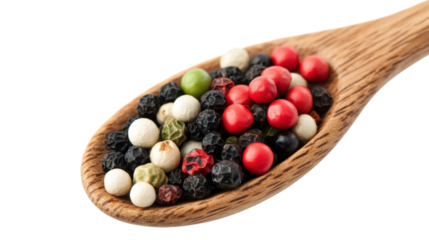 A spoonful of assorted colored pepper flakes