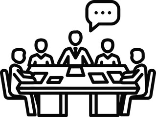 Fototapeta premium Business meeting with people sitting around a table and one person speaking