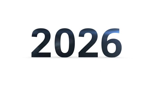 Futuristic 2026 Year Number Graphics with Dynamic Lighting Effects and Shadows