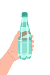 Hand holding plastic bottle of mineral water for hydration