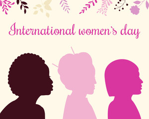 International Women's Day Poster &ndash; Female Silhouettes, Diversity & Unity