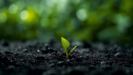 Tiny Green Sprout Emerging Soil Dark Earth Fresh Plant Growth Nature Spring Renewal Macro