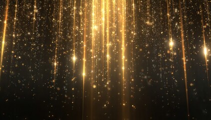 Abstract background featuring descending golden light strands with twinkling particles