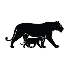 Obraz premium Mother and cub walking together