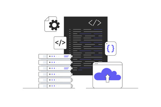 Application Programming Interface Concept, API provides an interface for communication. Software development tools, the Internet, and networks. Flat Cartoon Vector Illustration, icon Stylish abstract 