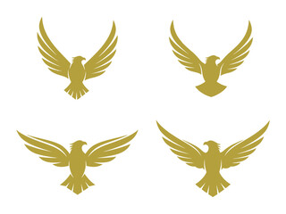 Obraz premium Golden eagle wings and bird silhouettes in a symmetrical arrangement