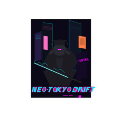 Futuristic Cyberpunk Cityscape at Night with Neon Lights