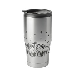 Snowy mountain scene stainless steel tumbler
