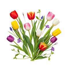 Vibrant tulip bouquet with multicolor flowers