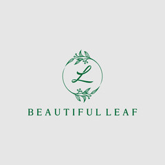 beautiful leaf Logo circle Design Template Inspiration Stock Vector illustration