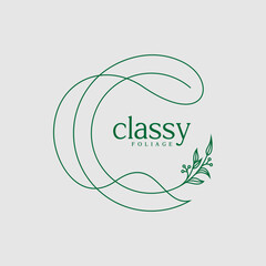 line logo with leaf design and initial letter c vector template Design Template Inspiration Stock Vector Illustration