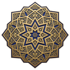 Intricate islamic geometric pattern with calligraphy and ornate star design