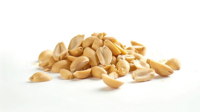 Video A collection of peanuts on a white background